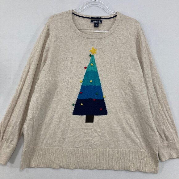 Lands' End size 3X Supima Cotton Novelty Christmas Tree Festive Holiday Sweater - Picture 1 of 8